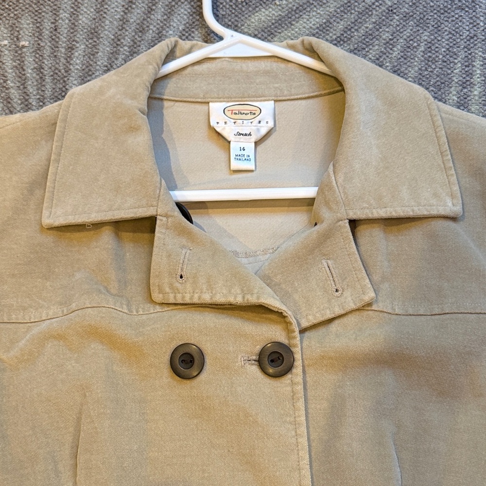 Talbots Tan Double-Breasted Stretch Velveteen Jac… - image 3